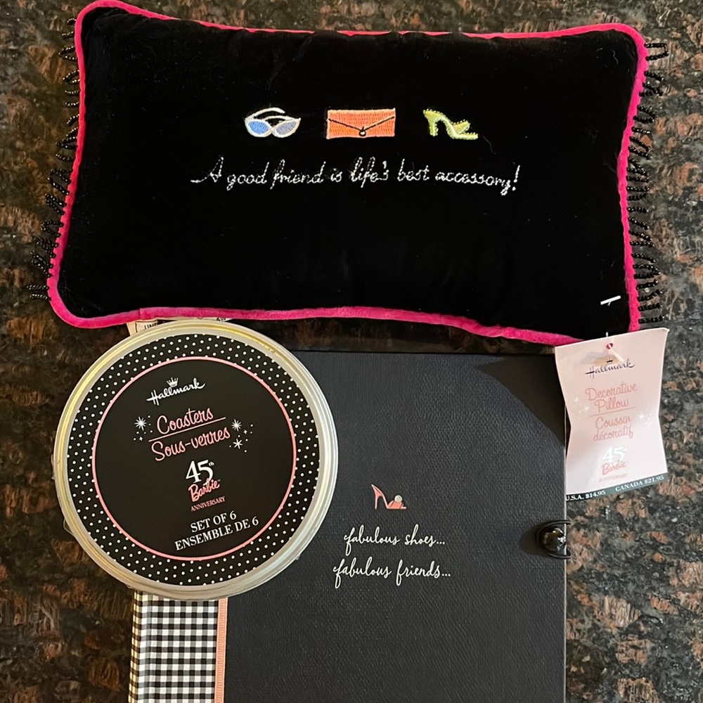 Barbie 45th Anniversary Decorative Pillow, Photo Album and Coaster Set